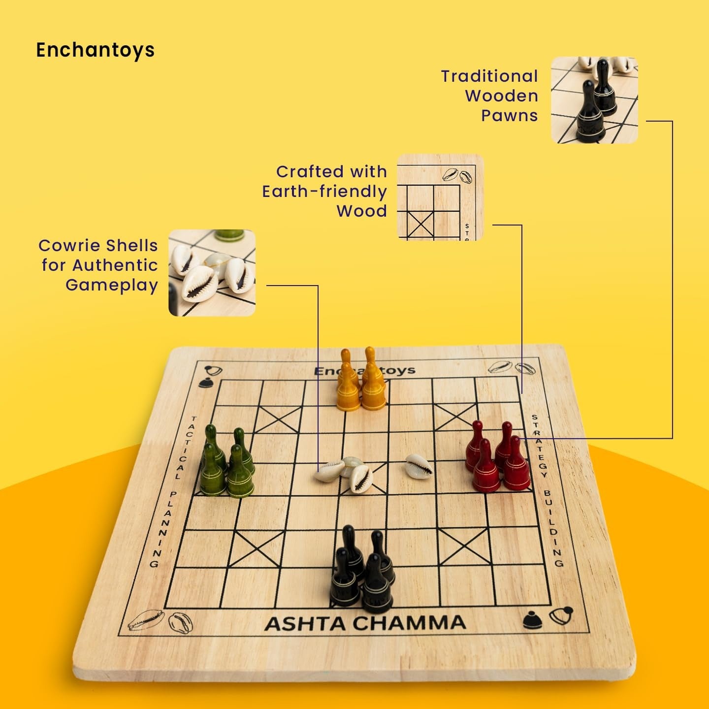 Buy Ashta Chamma Peeta – Trending Handcrafted Wooden Board Game Online On Enchantoys