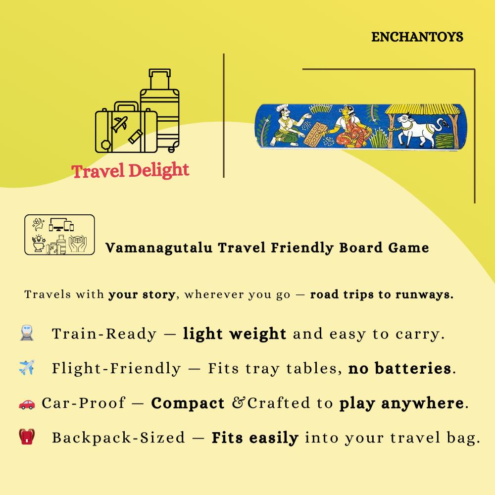 Buy Vamanaguntalu Board – Handcrafted Cheriyal Art (Blue) Online On Enchantoys