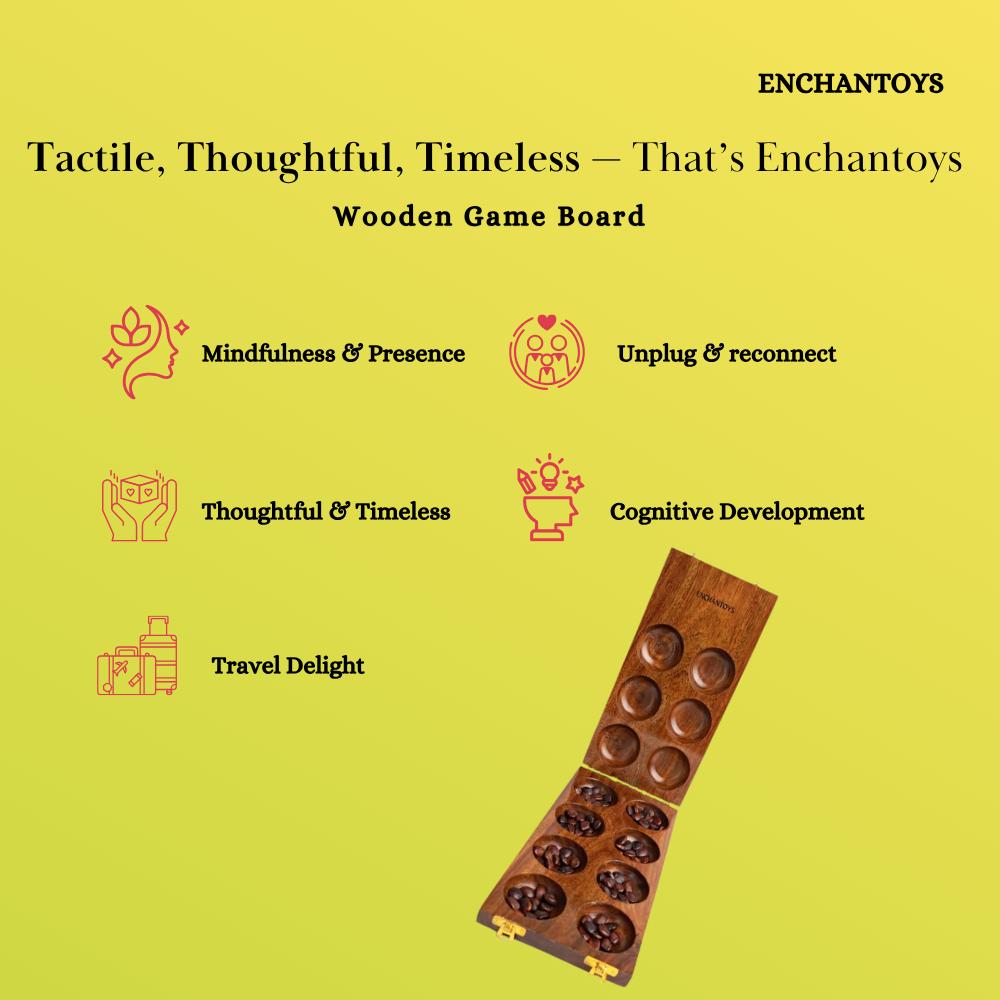 Buy Mancala 5-Pits Foldable Teak Board – Portable Strategy Game Online On Enchantoys