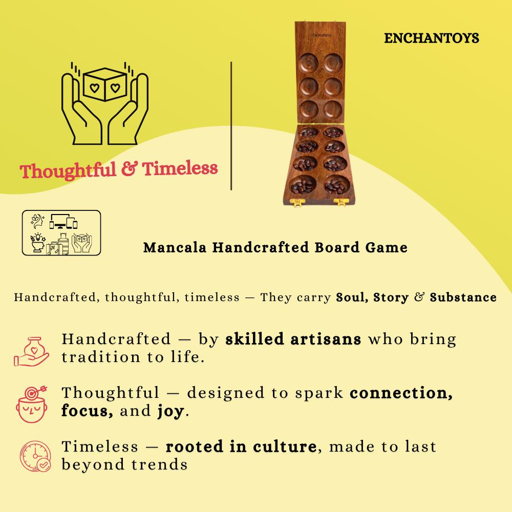 Buy Mancala 5-Pits Foldable Teak Board – Portable Strategy Game Online On Enchantoys