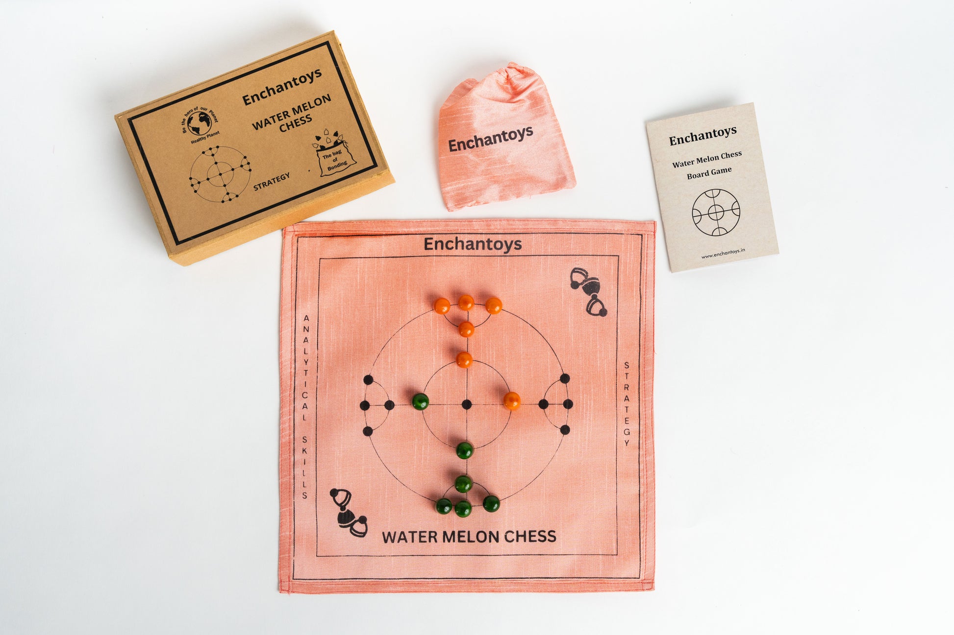 Buy Watermelon Chess Board – Handcrafted Raw Silk Luxury Set Online On Enchantoys